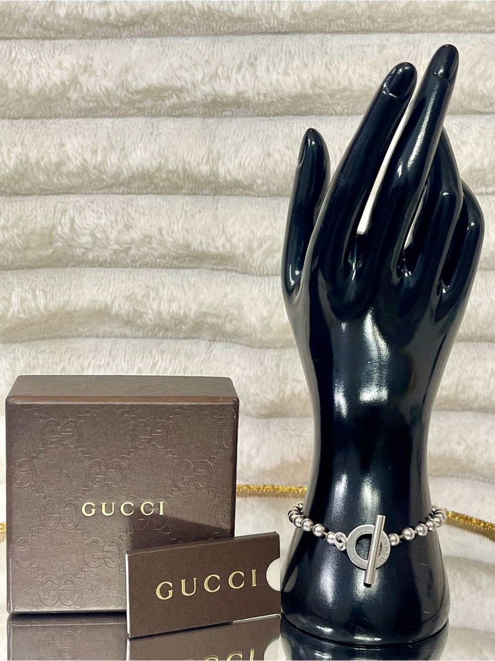 Gucci Silver 925 Ball Chain Bracelet w/ Box & Authenticity Card - Picture 3 of 9